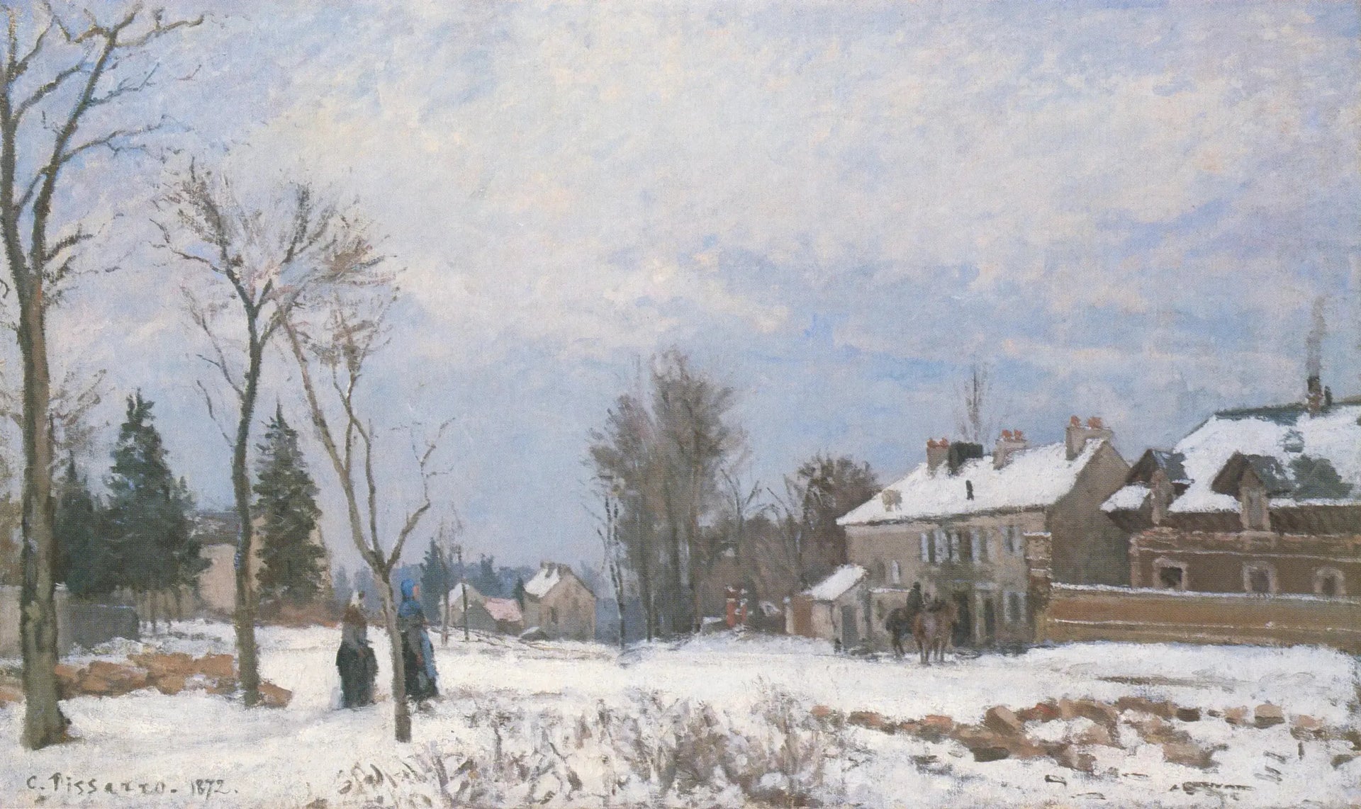 La Route de Versailles à Saint-Germain, Louveciennes, effet de neige - Camille Pissarro image 1 reproduction d’œuvre d’art à l’huile