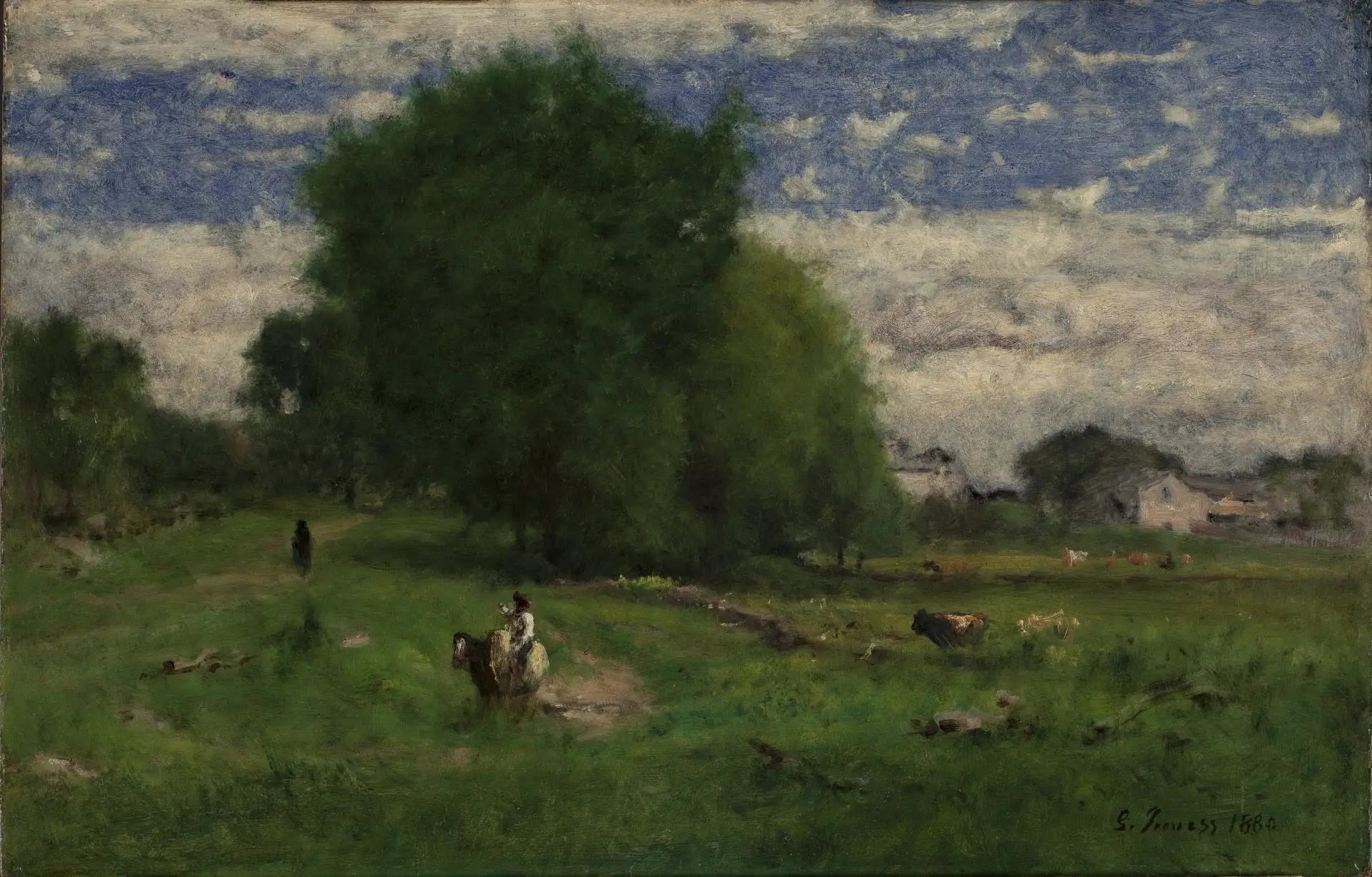 La route du village, Milton - George Inness image 1 copie de tableau peinte à la main