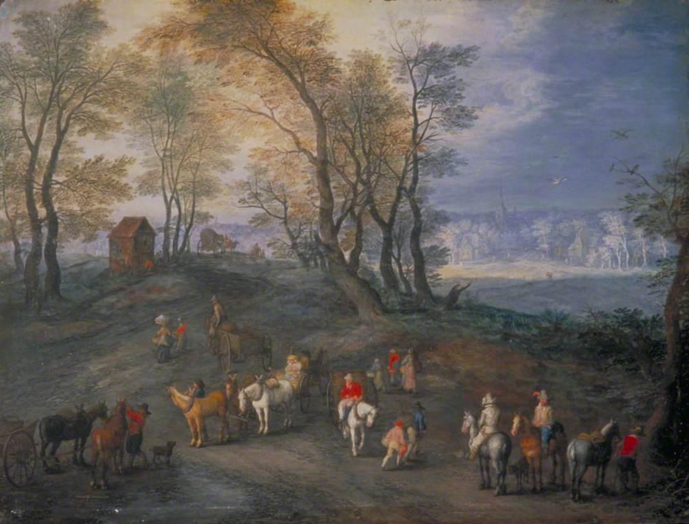 La route vers le marché - Jan Brueghel l'Ancien image 1 copie peinte à la main à l’huile