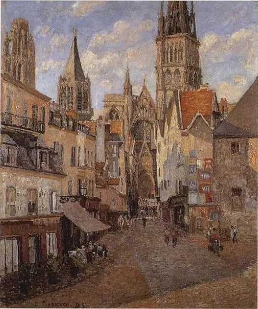 La Rue de l'Épicerie à Rouen, fin d'après-midi - Camille Pissarro image 1 reproduction de peinture à l’huile