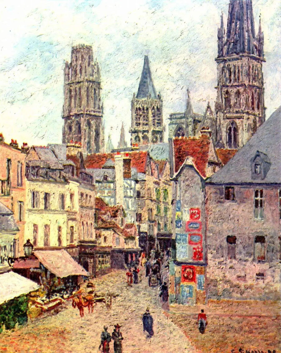 La Rue de L'Épicerie à Rouen, matin, temps mouillé - Camille Pissarro