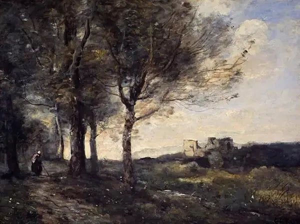 La ruine - Jean-Baptiste Camille Corot image 1 reproduction de peinture à l’huile