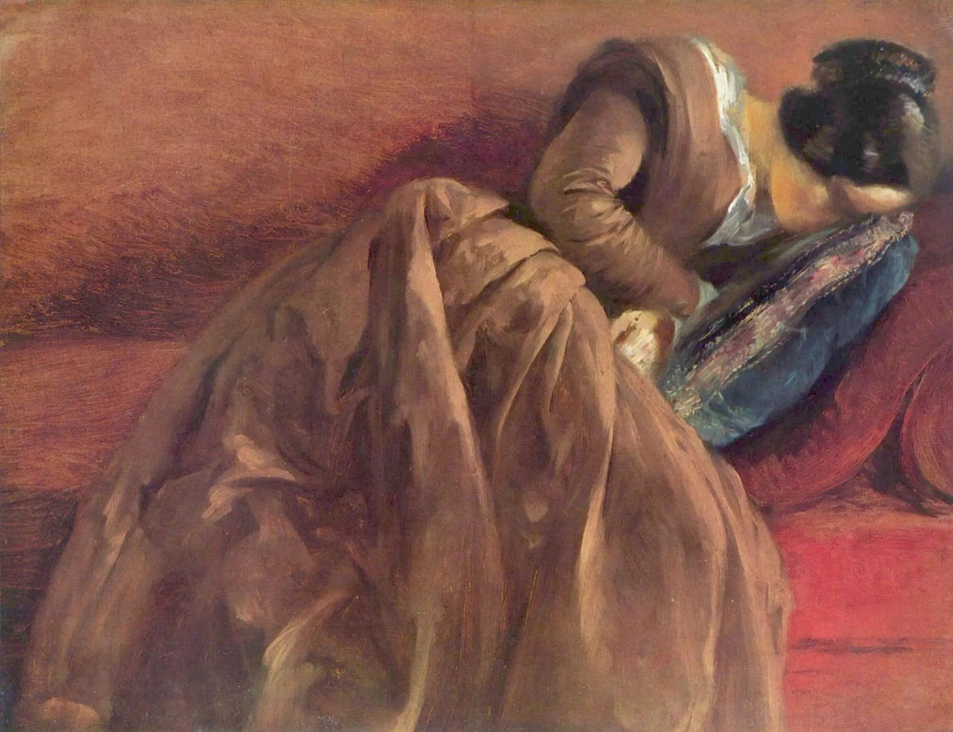 La sœur de Menzel, Emilie, endormie - Adolph von Menzel image 1 copie de tableau peinte à la main