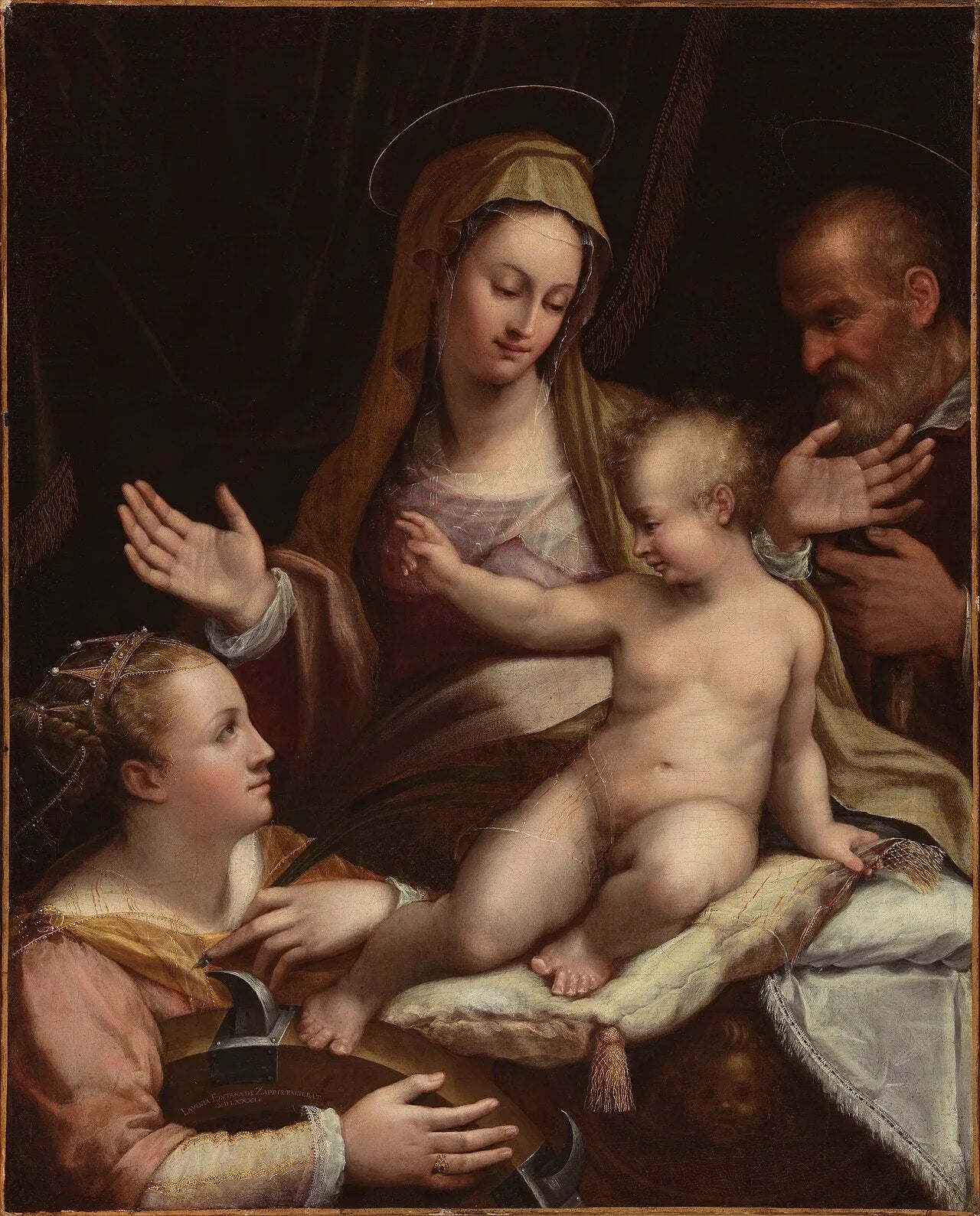 La Sainte Famille avec sainte Catherine d'Alexandrie - Lavinia Fontana image 1 copie de tableau peinte à la main
