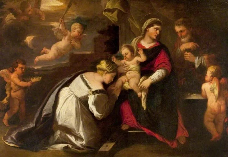 La Sainte Famille avec sainte Catherine d'Alexandrie - Luca Giordano image 1 copie de tableau peinte à la main