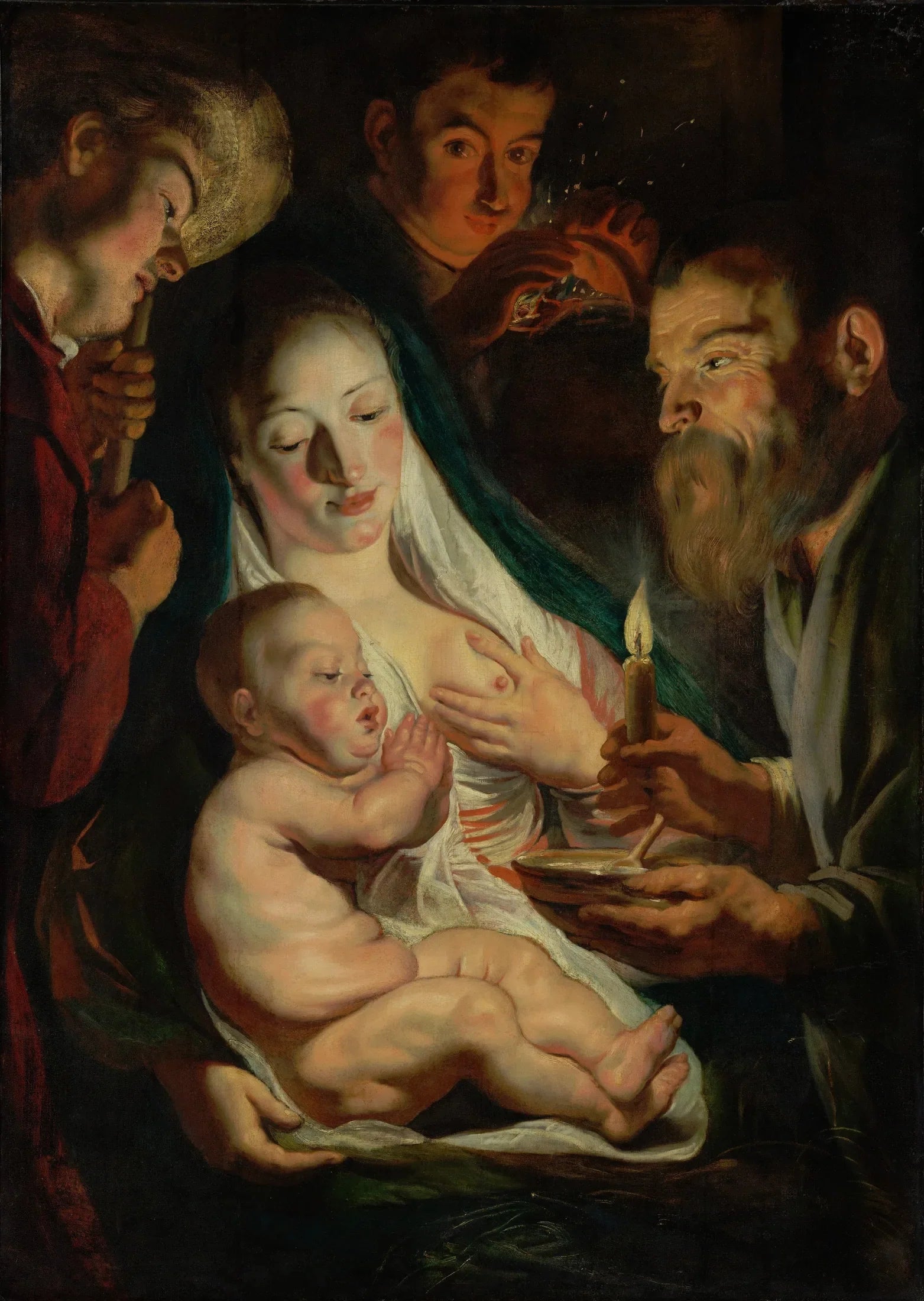 La Sainte Famille avec des bergers - Jacob Jordaens image 1 reproduction artisanale de tableau