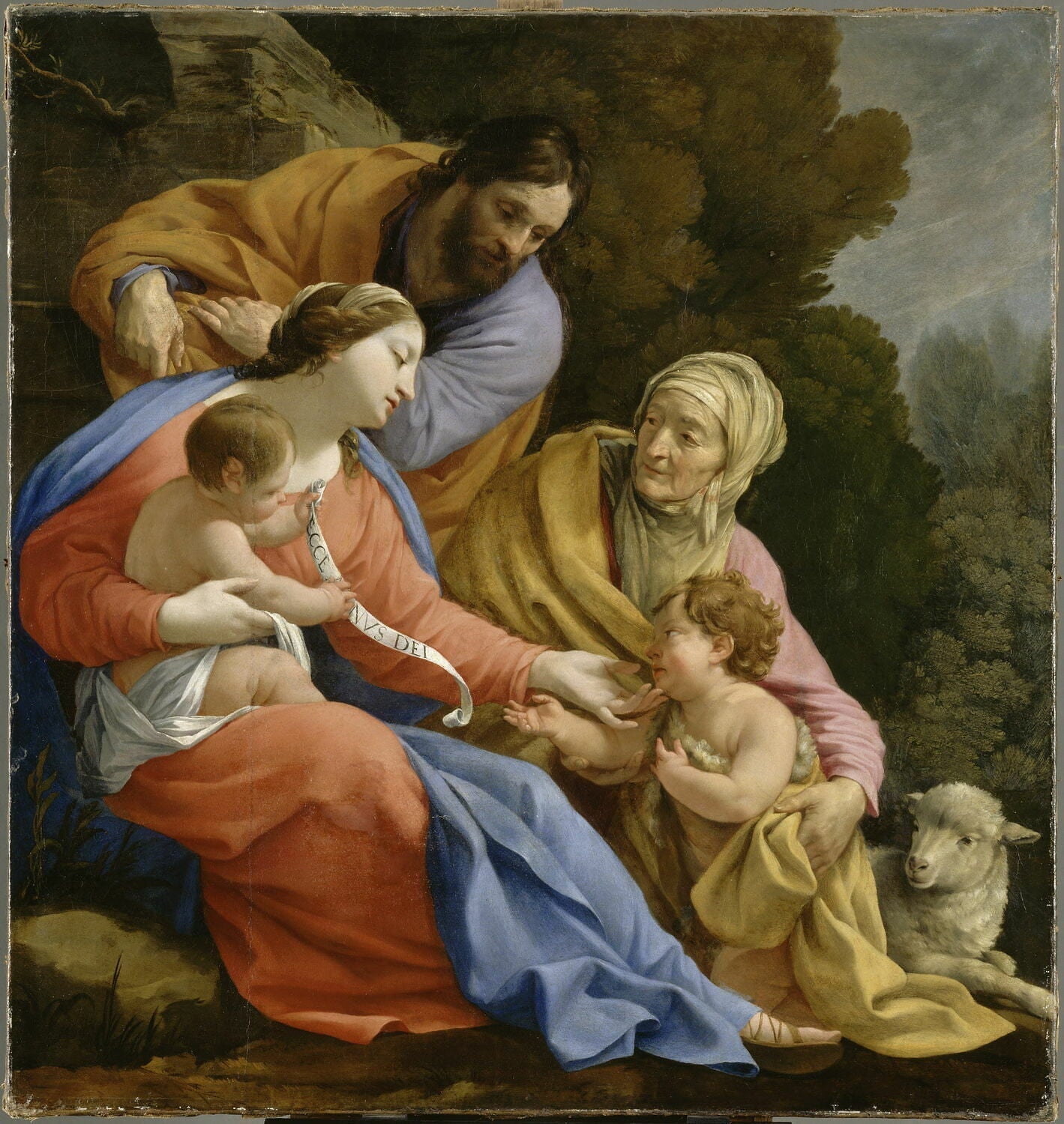 La Sainte Famille avec sainte Élisabeth et le petit saint Jean - Simon Vouet image 1 reproduction artisanale de tableau