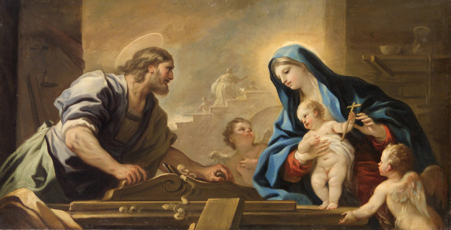 La Sainte Famille avec Joseph à l'établi du charpentier - Luca Giordano image 1 reproduction artisanale de tableau