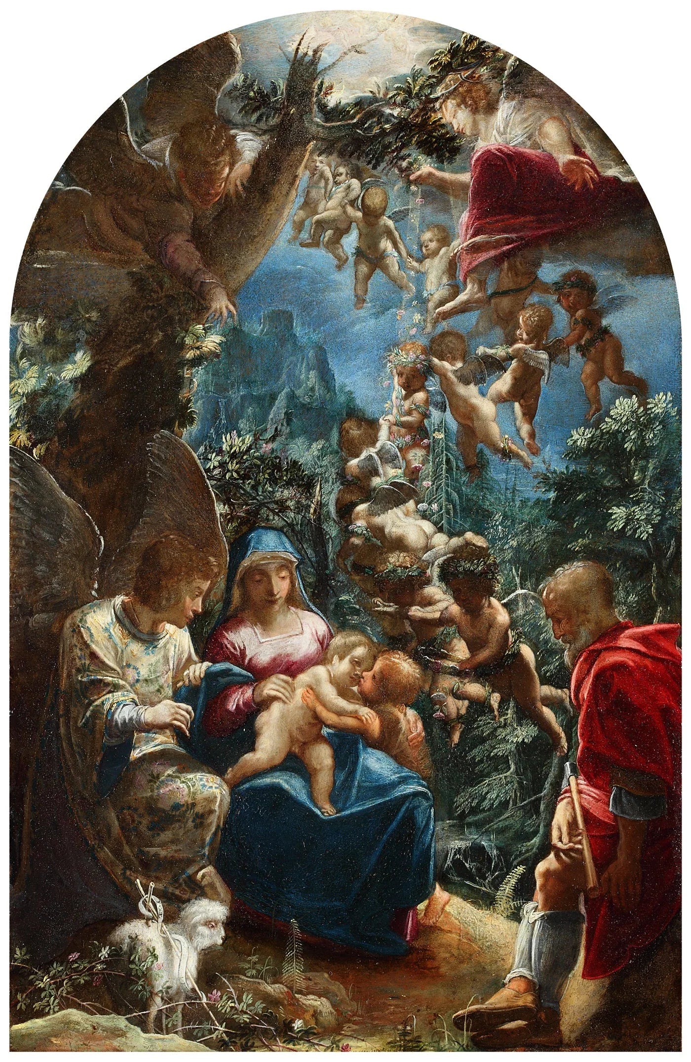 La Sainte Famille avec le petit Jean-Baptiste et les anges - Adam Elsheimer image 1 copie de tableau peinte à la main