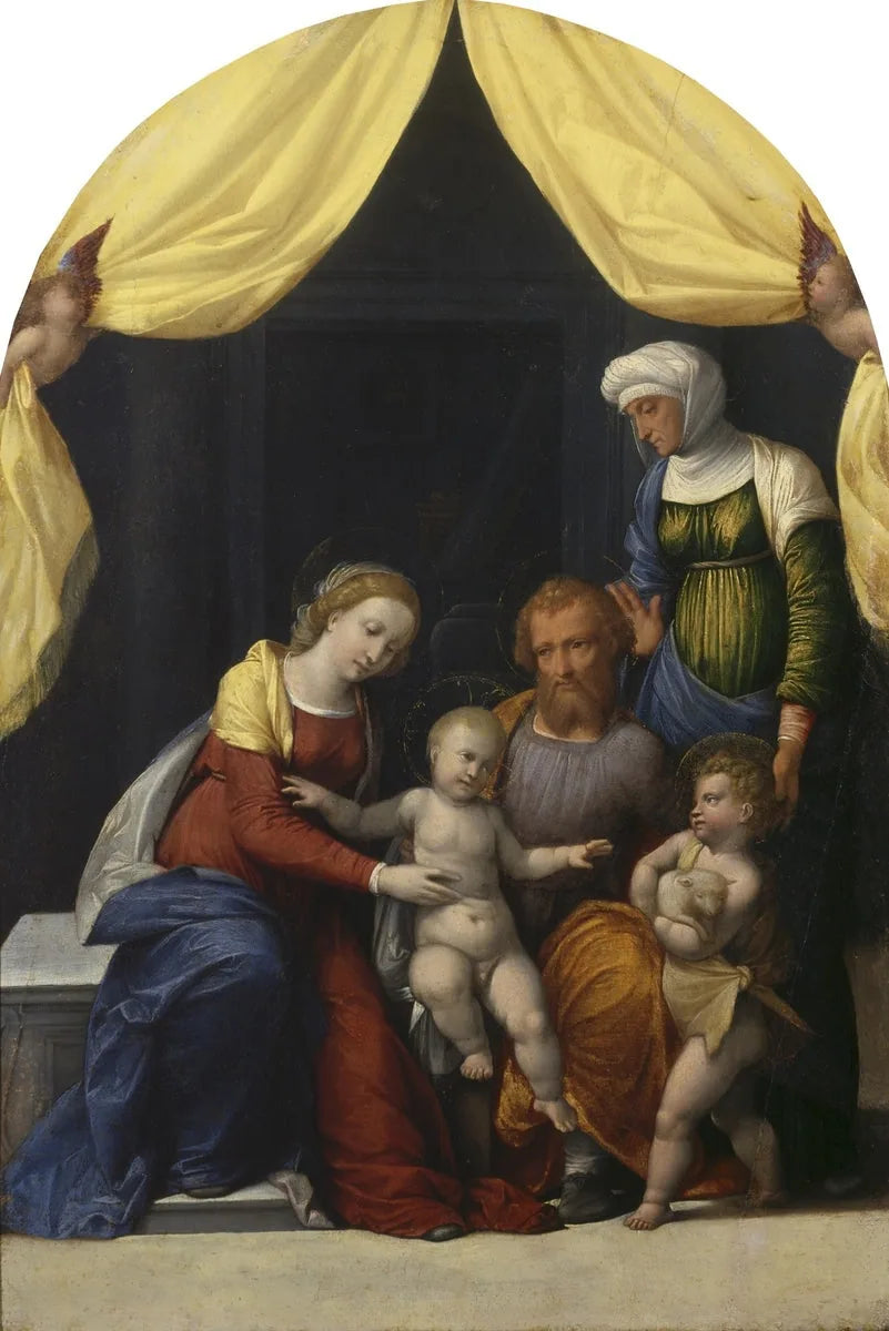 La Sainte Famille avec le petit saint Jean et sainte Élisabeth - Benvenuto Tisi image 1 tableau peint à l’huile sur toile