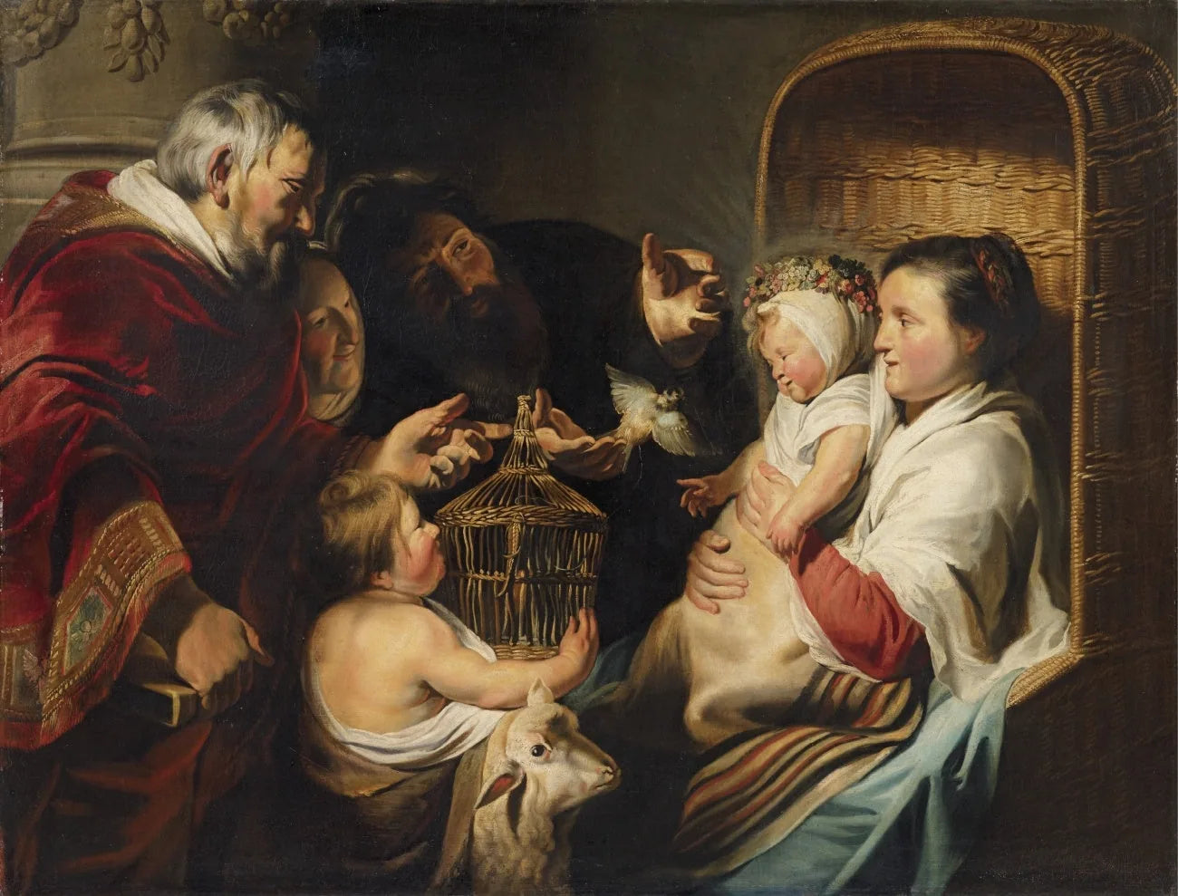 La Sainte Famille avec le petit saint Jean et ses parents - Jacob Jordaens image 1 tableau peint à l’huile sur toile