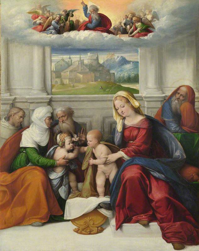 La Sainte Famille avec les saints - Benvenuto Tisi image 1 copie peinte à la main à l’huile