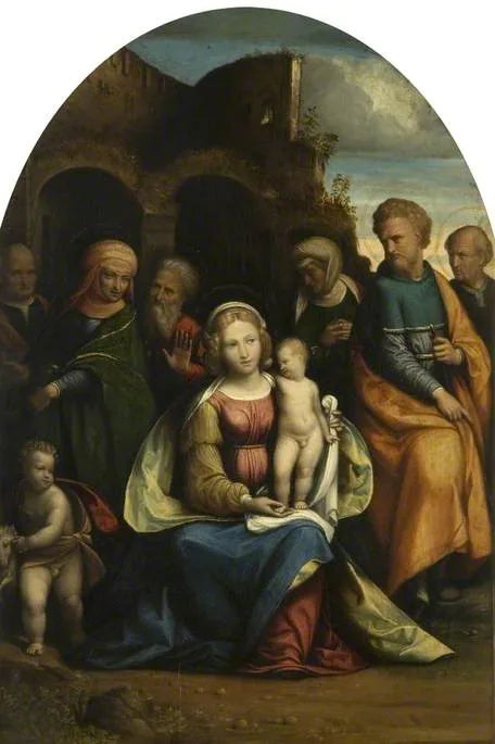 La Sainte Famille avec les saints - Benvenuto Tisi image 1 tableau peint à l’huile sur toile