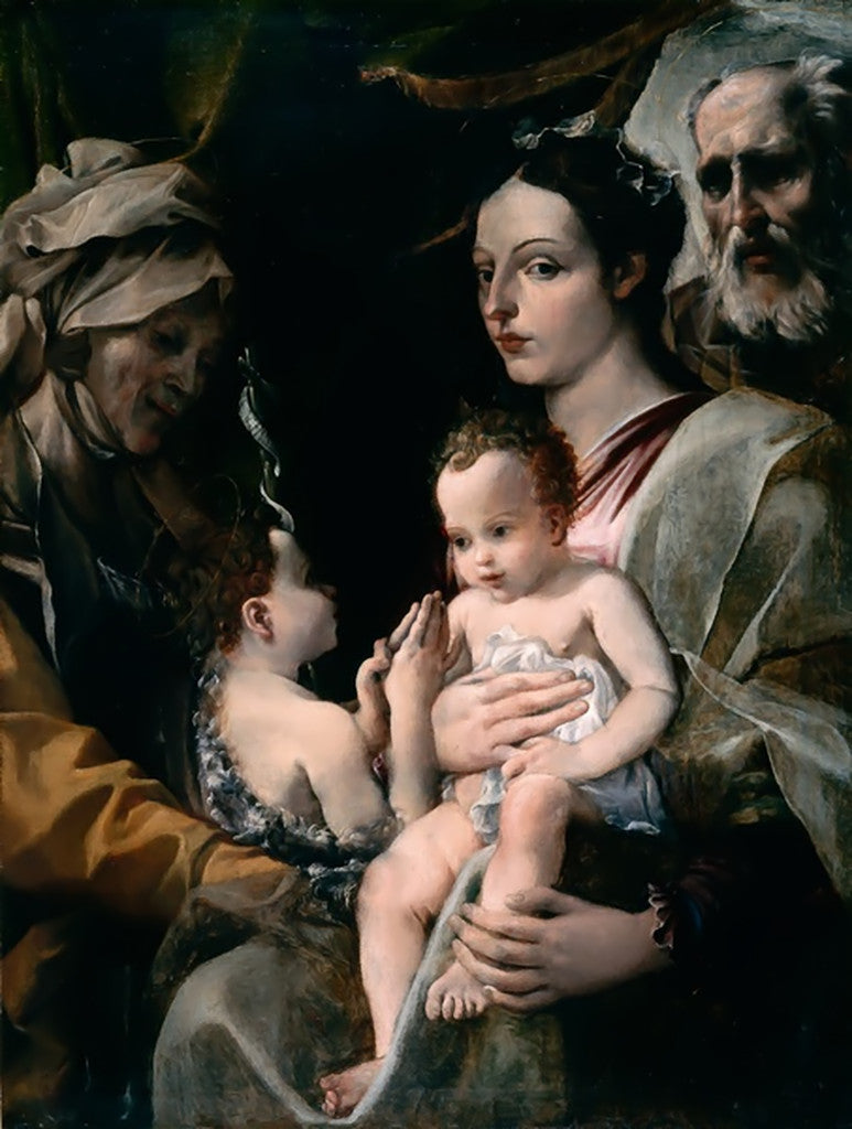 La Sainte Famille avec saint Jean-Baptiste et sainte Élisabeth - Annibale Carracci image 1 tableau peint à l’huile sur toile