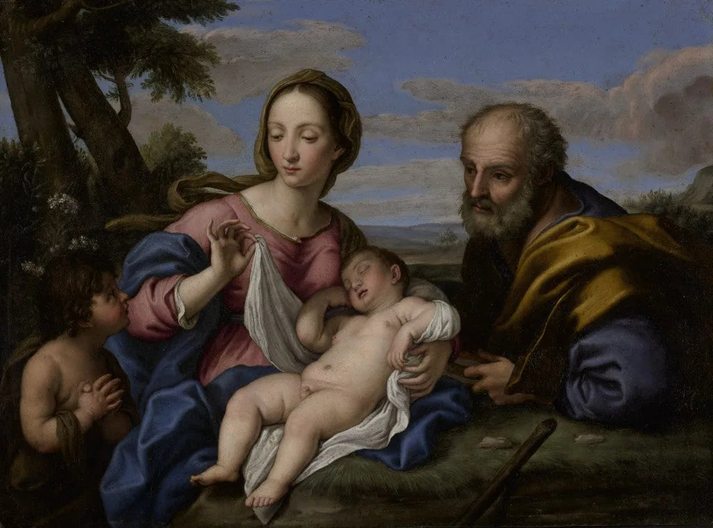 La Sainte Famille avec saint Jean-Baptiste - Giovanni Battista Salvi image 1 copie peinte à la main à l’huile