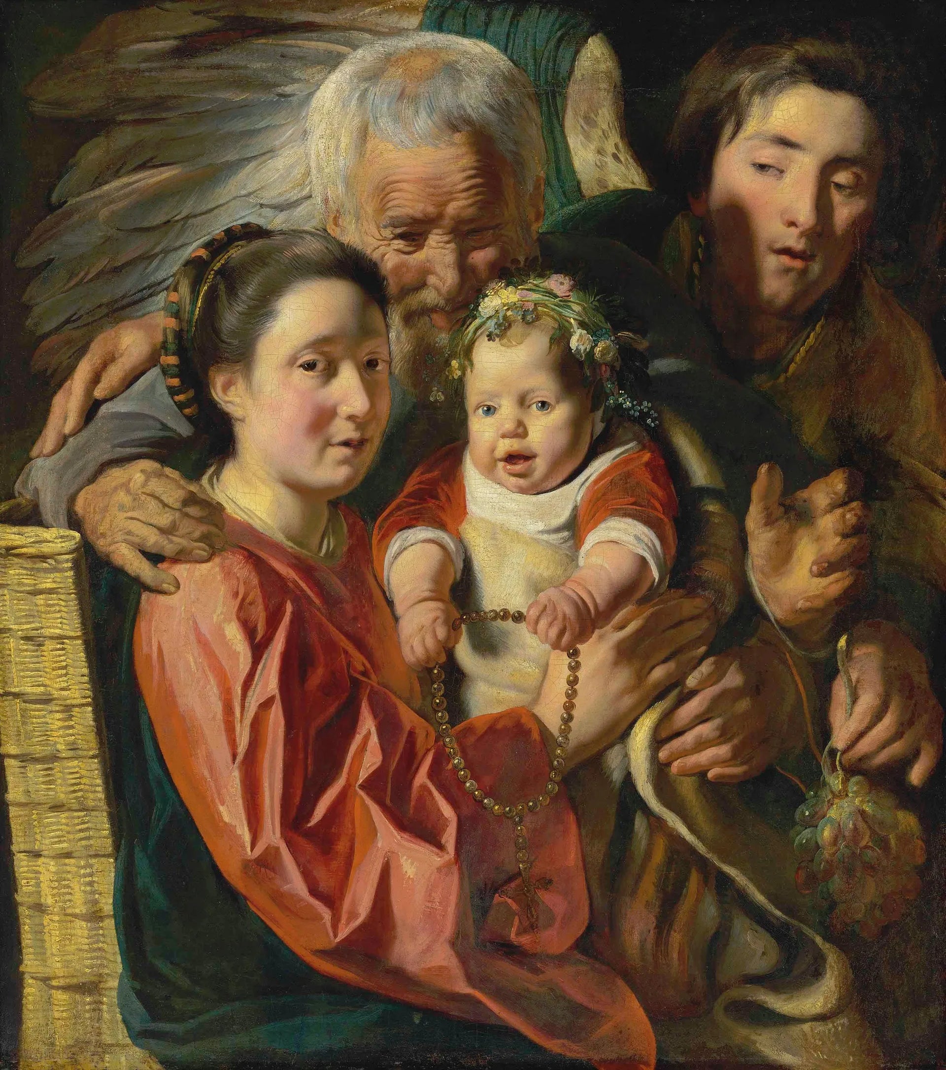 La Sainte Famille avec un ange - Jacob Jordaens image 1 copie peinte à la main à l’huile