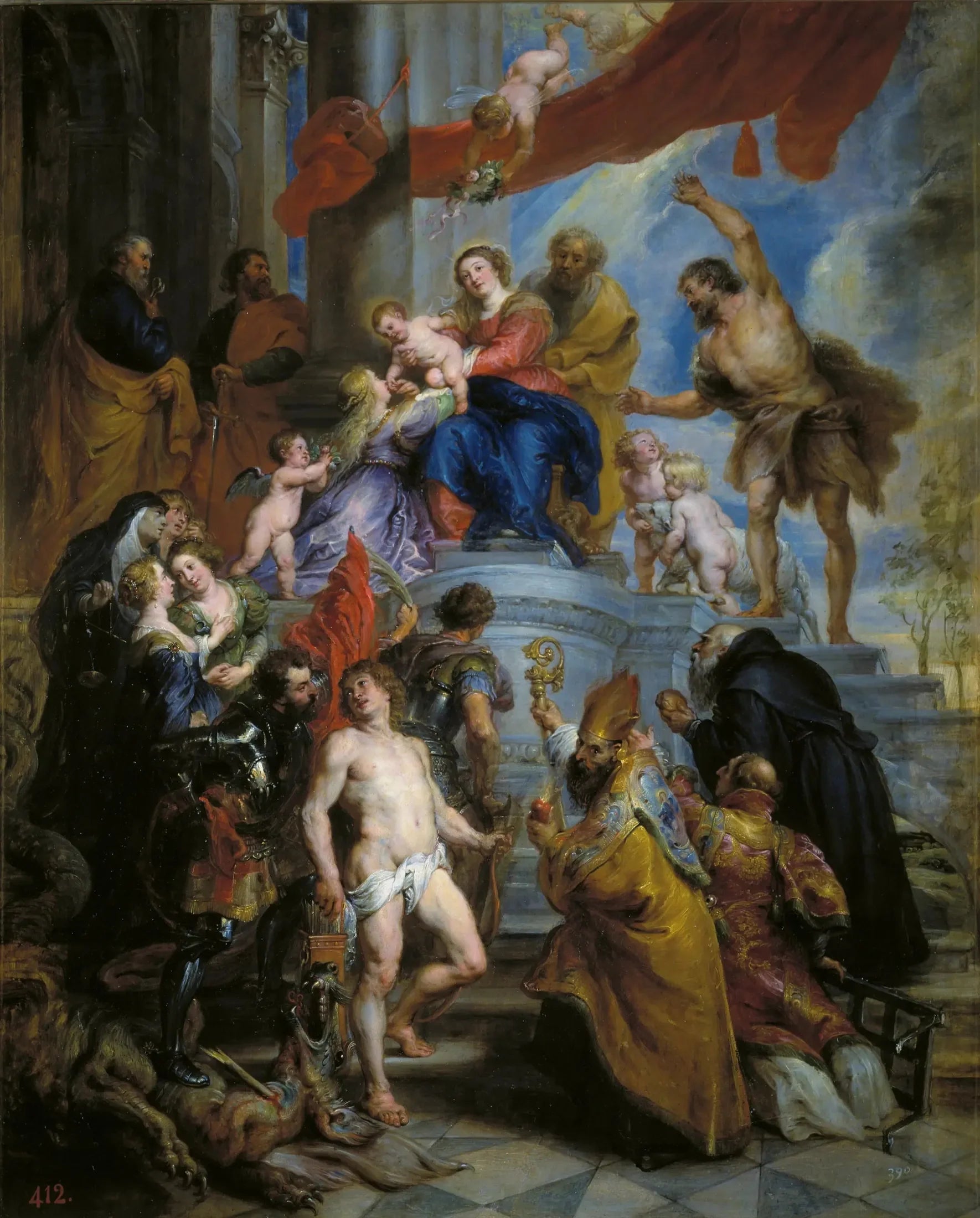 La Sainte Famille entourée de Saints - Peter Paul Rubens image 1 copie de tableau peinte à la main