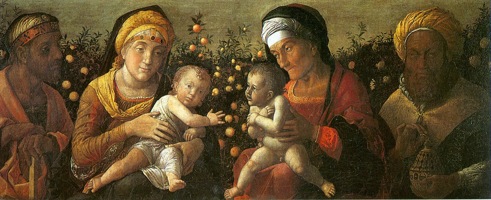 La Sainte Famille et la Famille de saint Jean-Baptiste - Andrea Mantegna image 1 reproduction artisanale de tableau