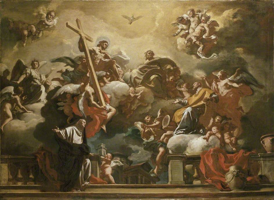 La Sainte Trinité avec saint Philippe Néri en gloire - Francesco Solimena image 1 reproduction artisanale de tableau