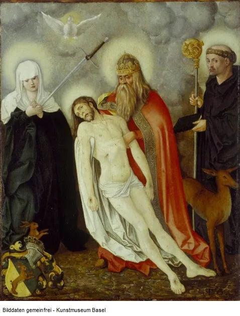 La sainte trinité entre la Vierge de douleur et saint Gilles - Hans Baldung Grien image 1 copie peinte à la main à l’huile