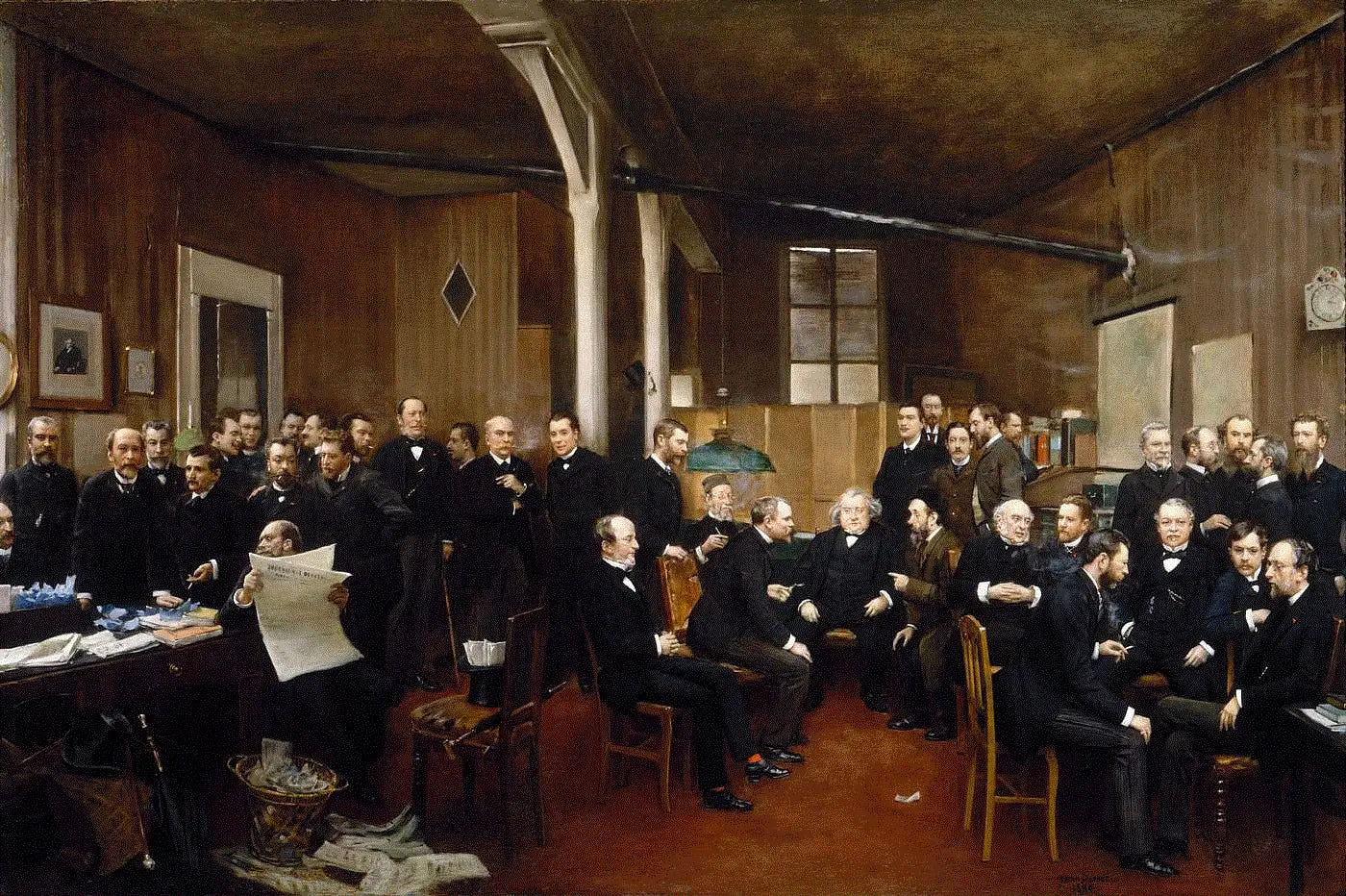 La Salle de rédaction du Journal des Débats - Jean Béraud image 1 copie peinte à la main à l’huile