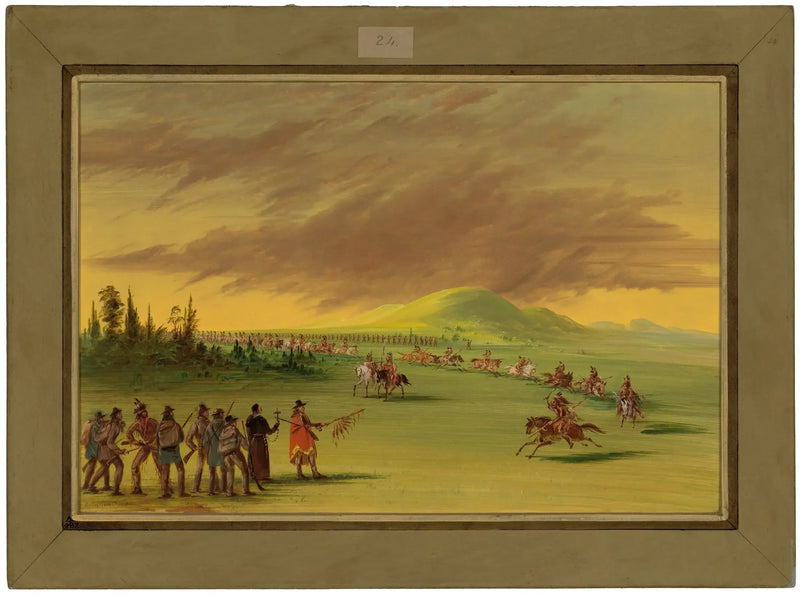 La Salle rencontre un groupe de guerriers indiens Cenis dans une prairie du Texas. 25 avril 1686 - George Catlin