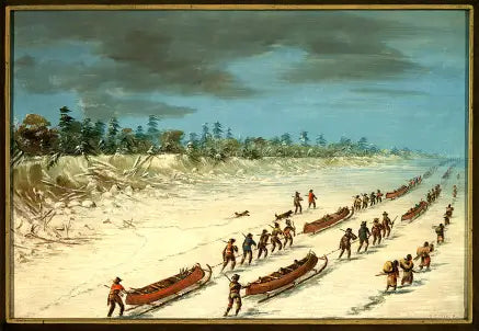 La Salle traversant le lac Michigan sur la glace. 8 décembre 1681 - George Catlin