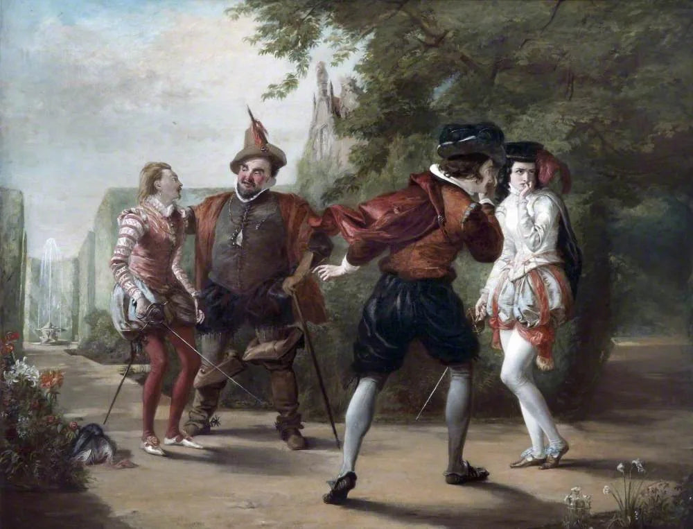La scène du duel tirée de « La Nuit des rois » de William Shakespeare - William Powell Frith image 1 tableau peint à l’huile sur toile