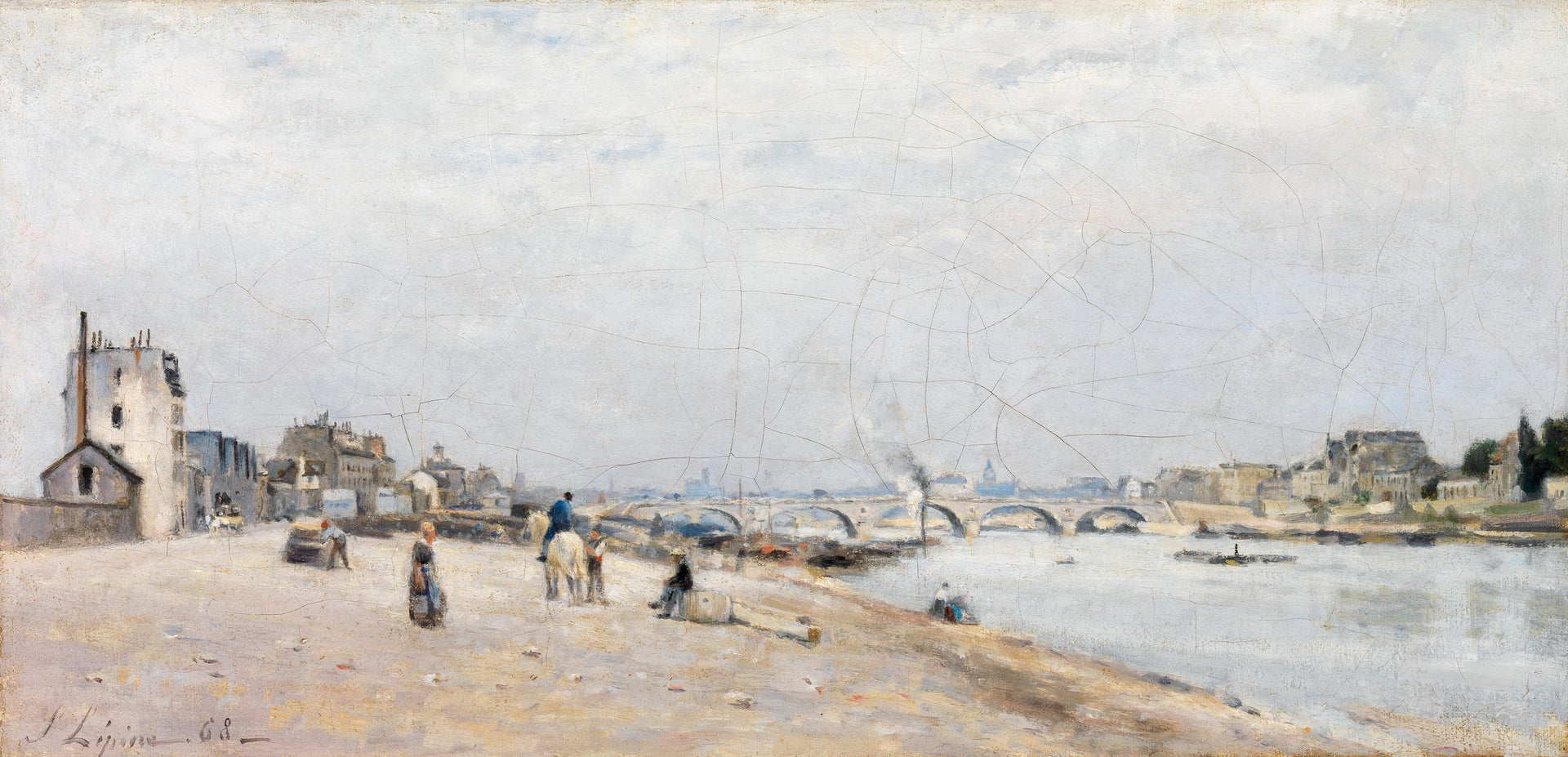 La Seine à Bercy - Stanislas Lépine image 1 copie peinte à la main à l’huile