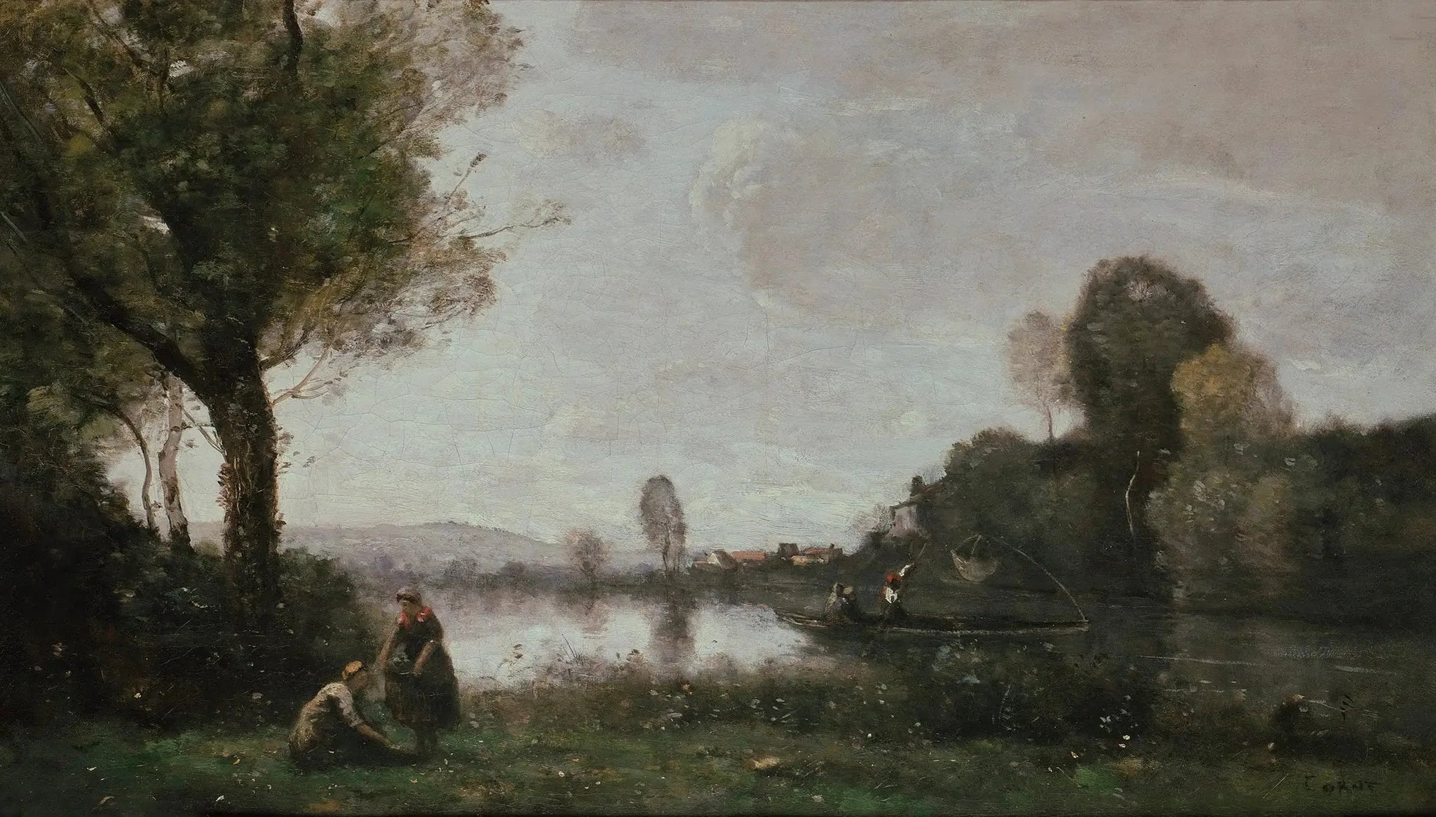 La Seine à Chatou - Jean-Baptiste Camille Corot image 1 reproduction d’œuvre d’art à l’huile