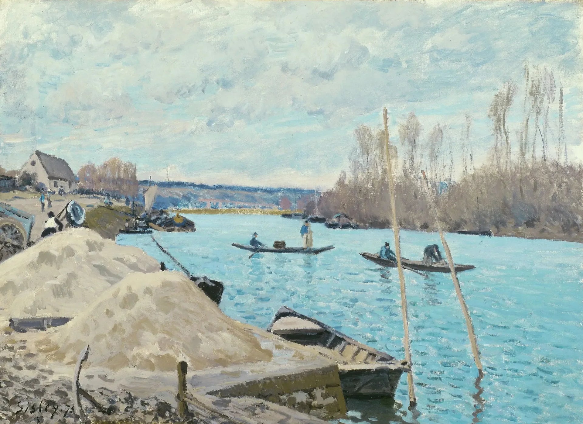 La Seine à Port-Marly, tas de sable - Alfred Sisley image 1 tableau peint à l’huile sur toile