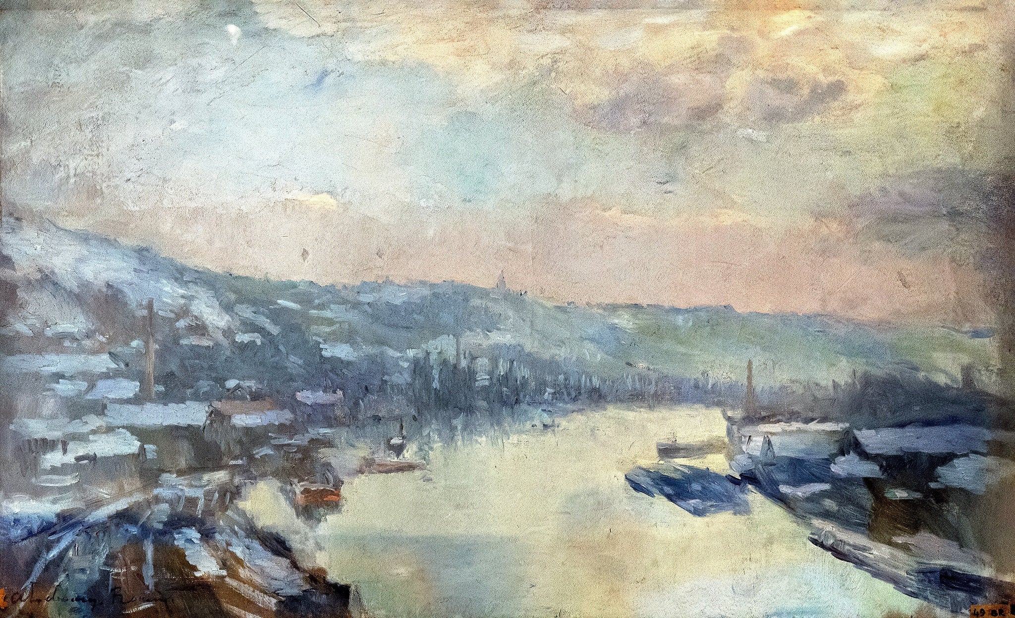 La Seine à Rouen en hiver, effets de neige - Albert Lebourg image 1 reproduction réalisée par Alpha Reproduction