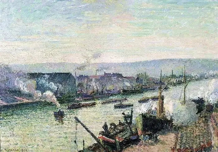 La Seine à Rouen, Saint-Sever - Camille Pissarro image 1 copie de tableau peinte à la main