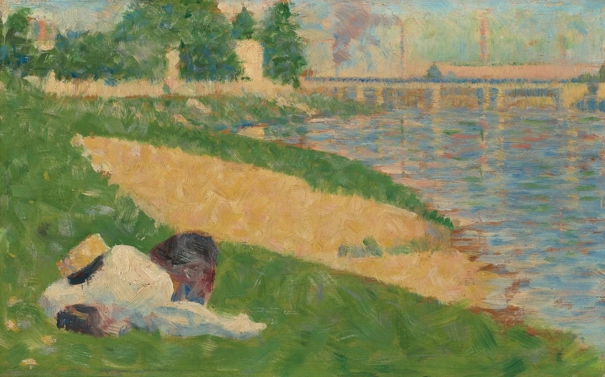 La Seine avec des vêtements sur la rive - Georges Seurat image 1 reproduction réalisée par Alpha Reproduction