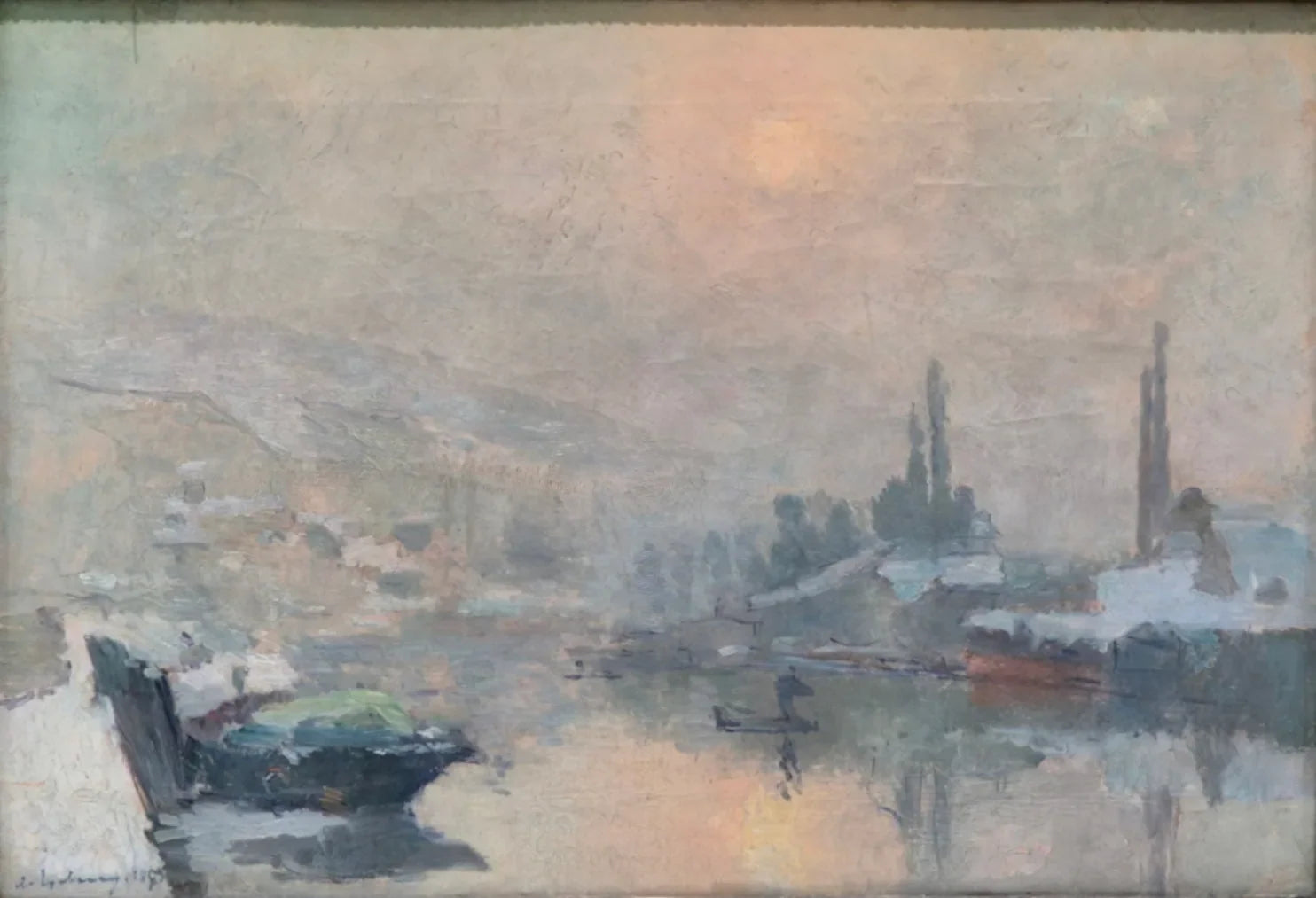 La Seine et l'île Lacroix à Rouen en hiver - Albert Lebourg image 1 reproduction d’œuvre d’art à l’huile