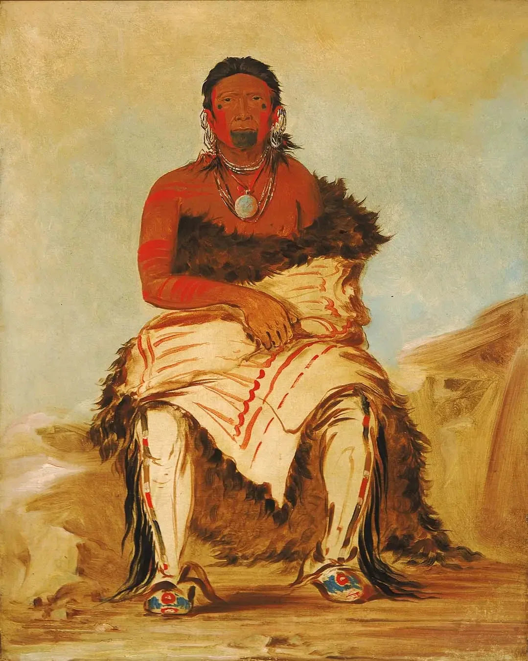 Lá-shah-le-stáw-hix, chef d'homme, un Pawnee républicain - George Catlin image 1 reproduction artisanale de tableau