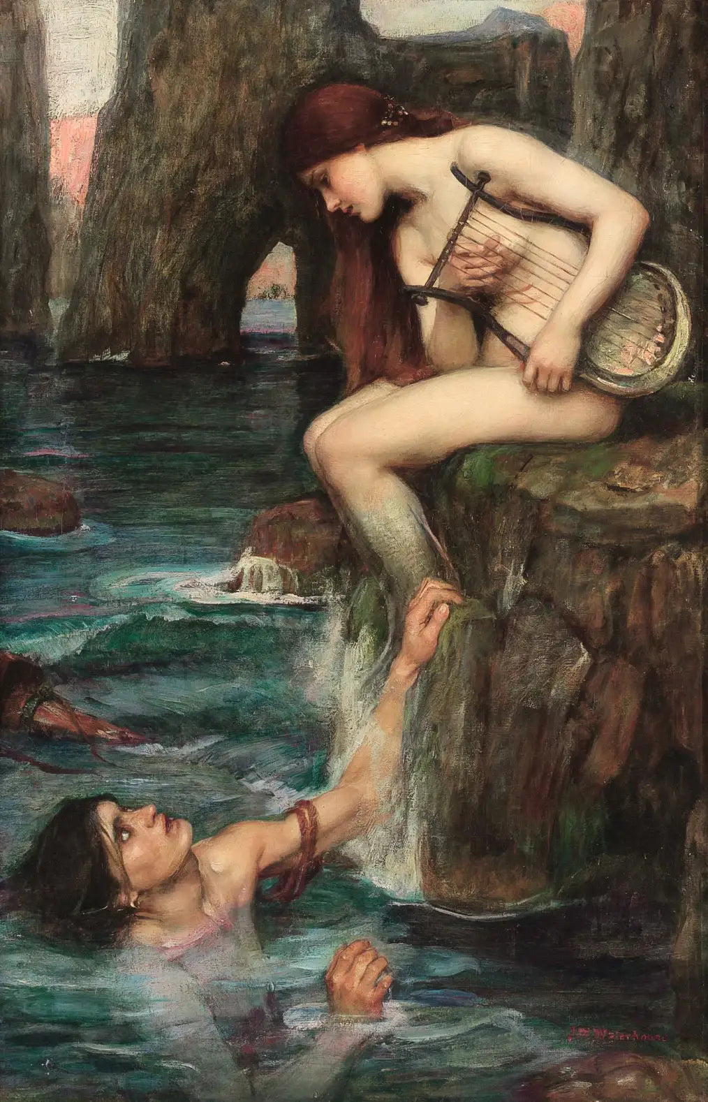 La sirène - John William Waterhouse image 1 copie peinte à la main à l’huile