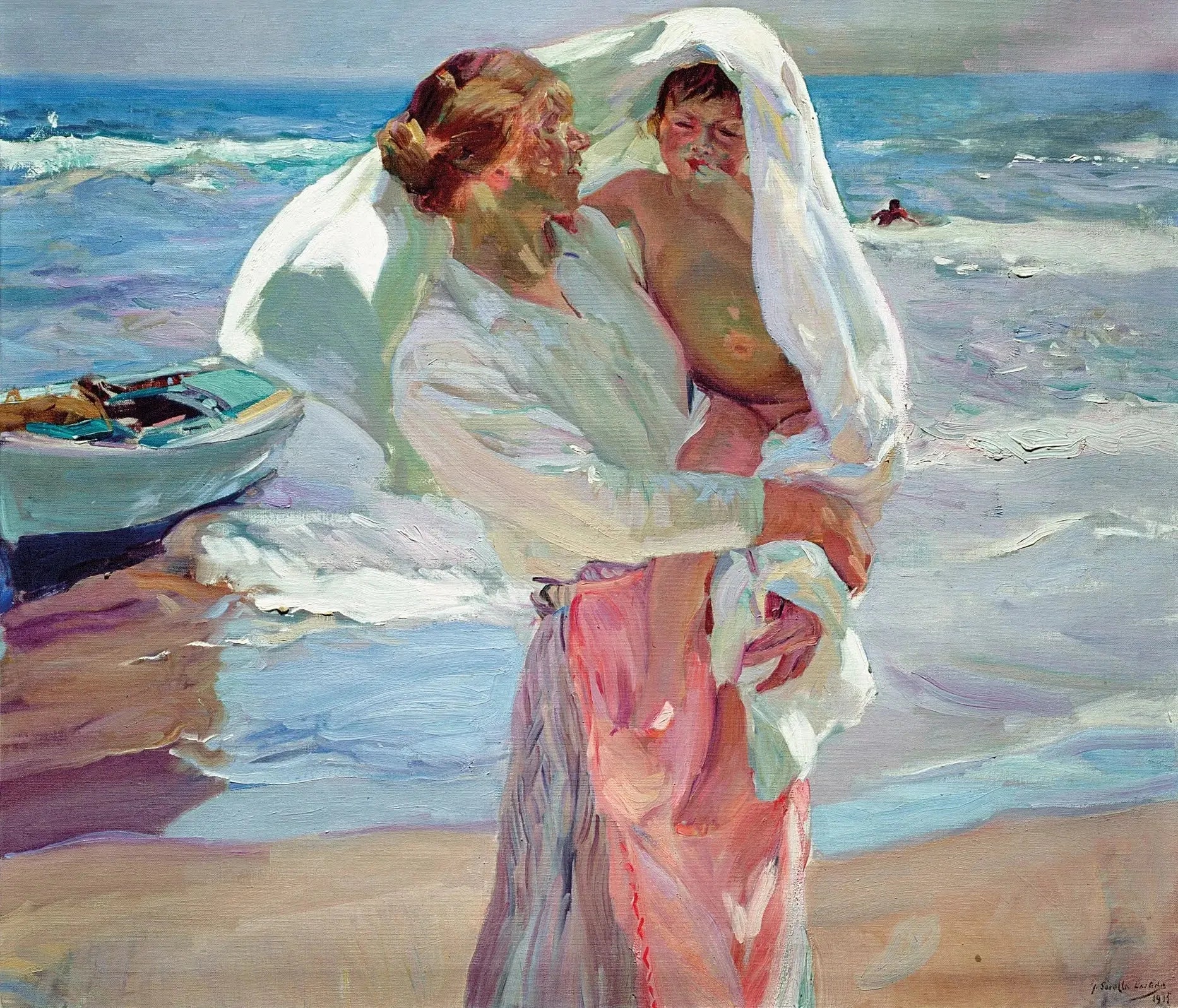 La sortie du bain - Joaquín Sorolla image 1 copie peinte à la main à l’huile