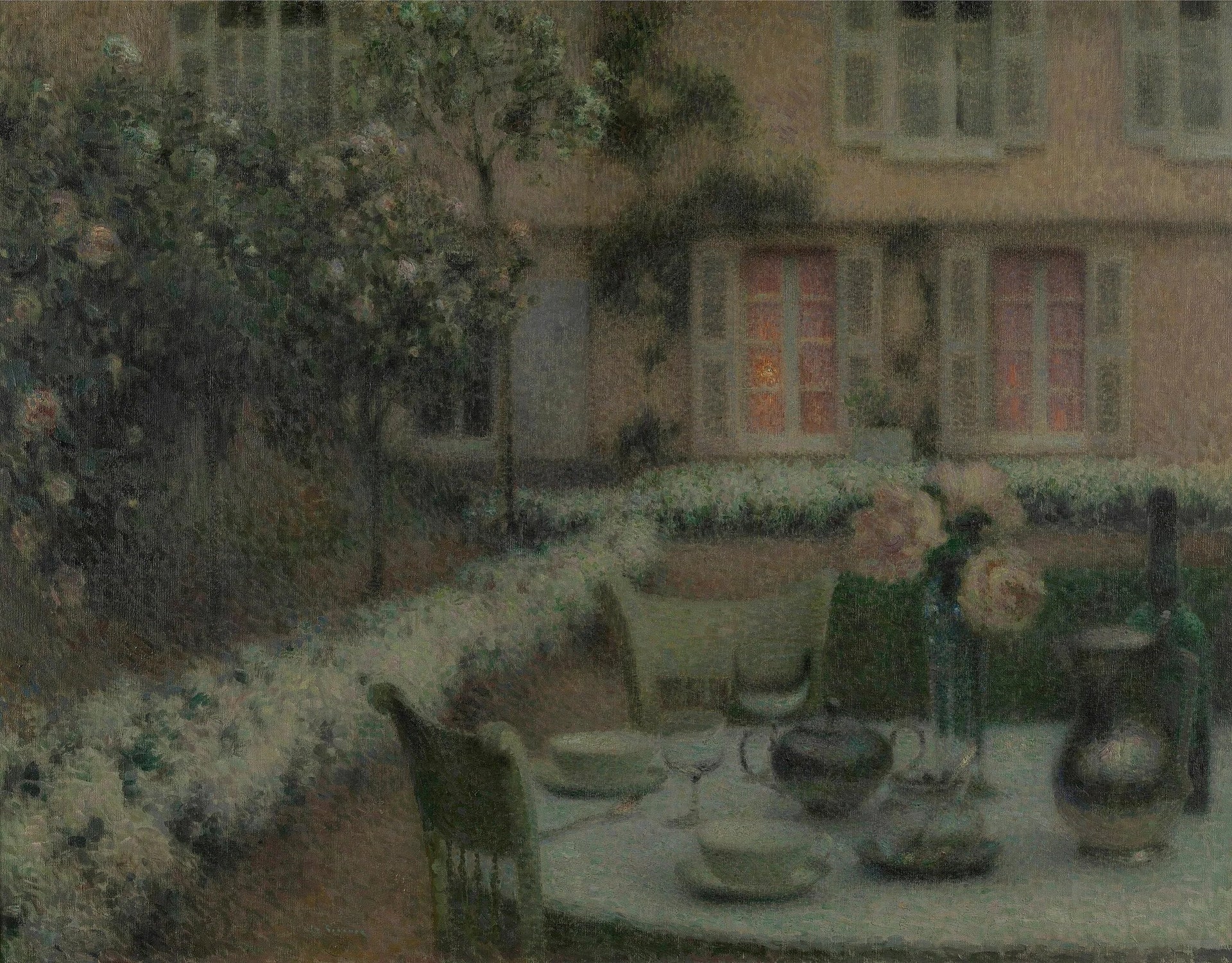 La table au jardin blanc à Gerberoy - Henri Le Sidaner image 1 reproduction artisanale de tableau