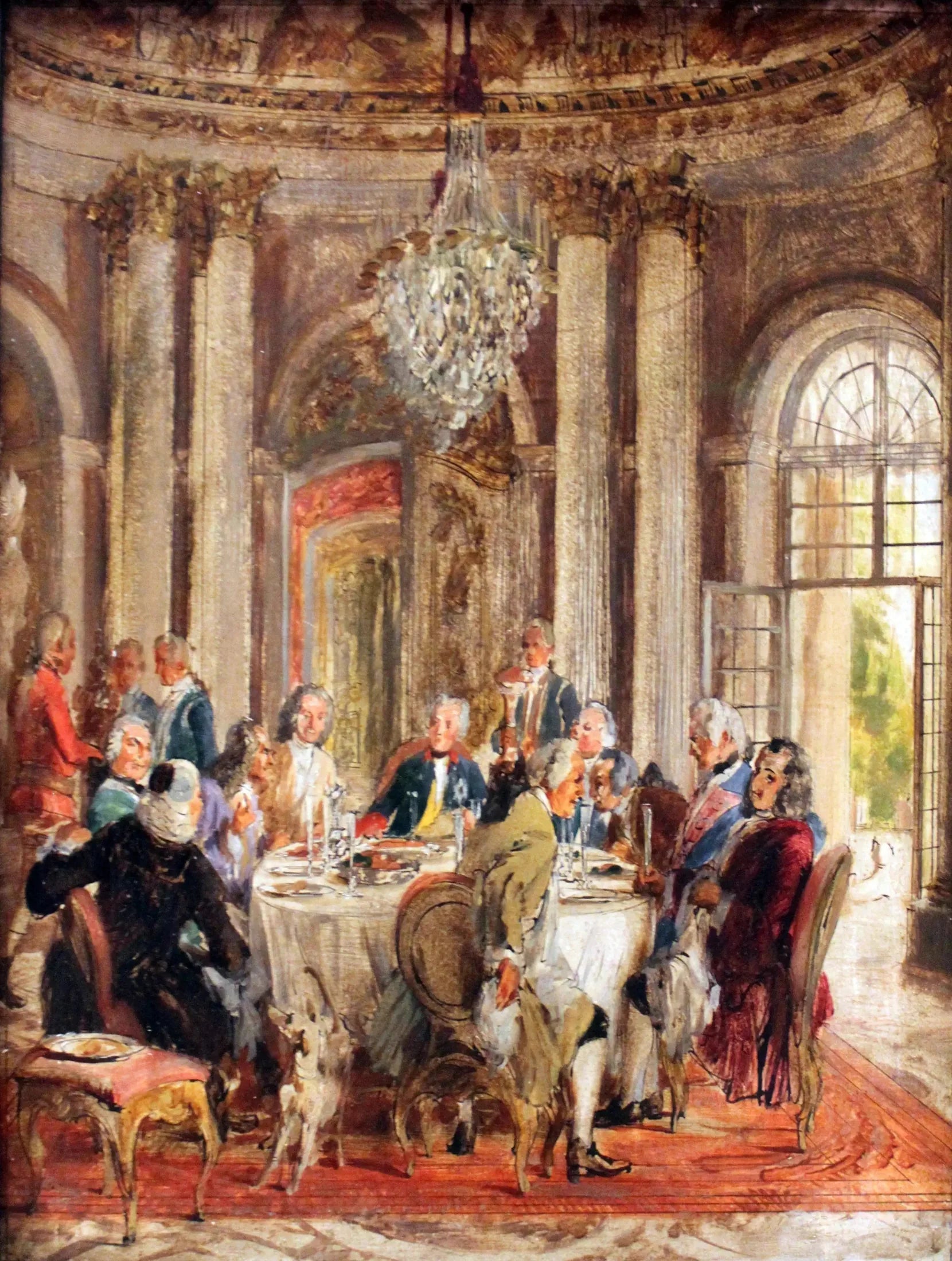 La Table ronde du roi Frédéric II à Sanssouci - Adolph von Menzel image 1 reproduction de peinture à l’huile