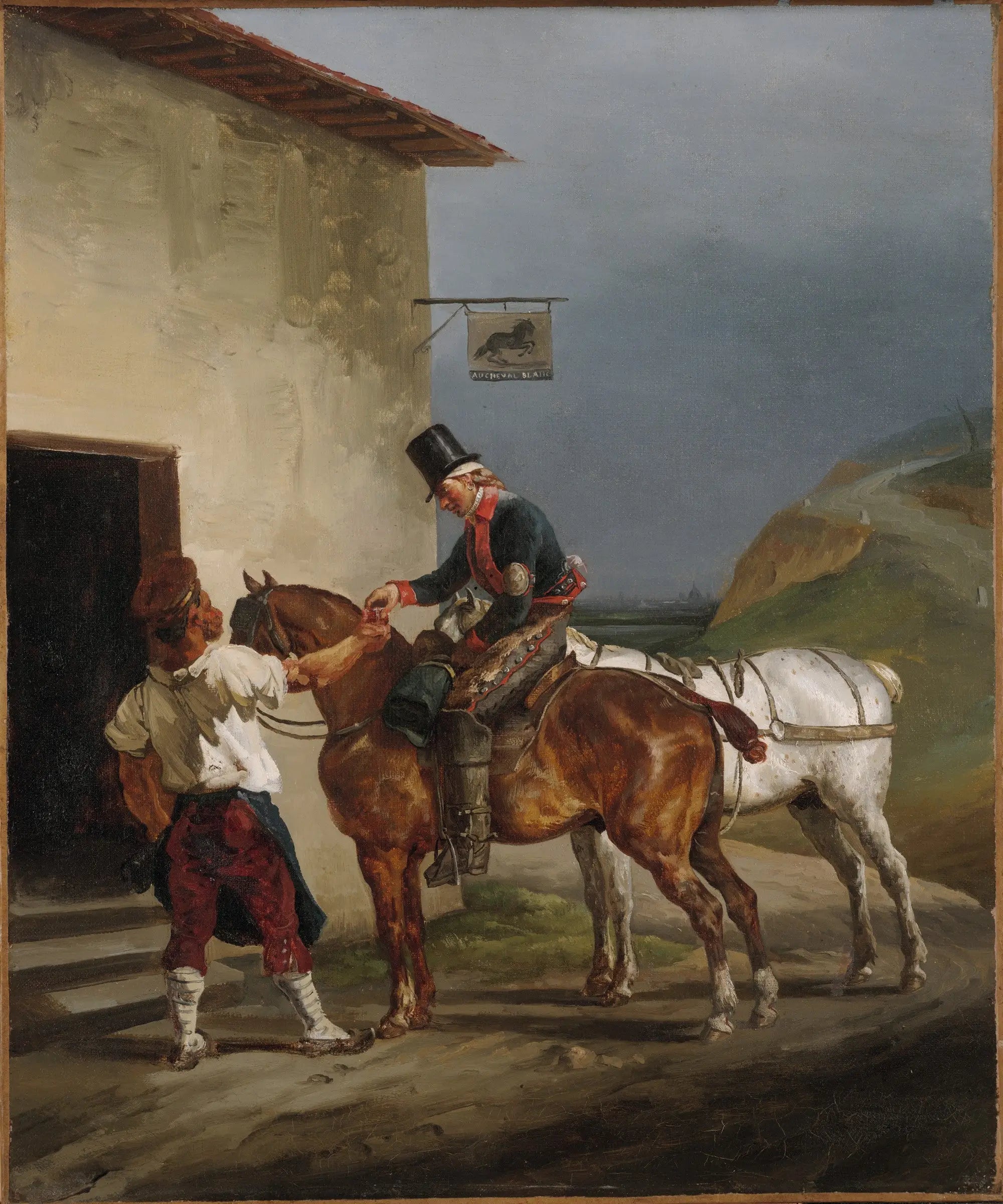 La taverne du Cheval Blanc - Théodore Géricault image 1 tableau peint à l’huile sur toile
