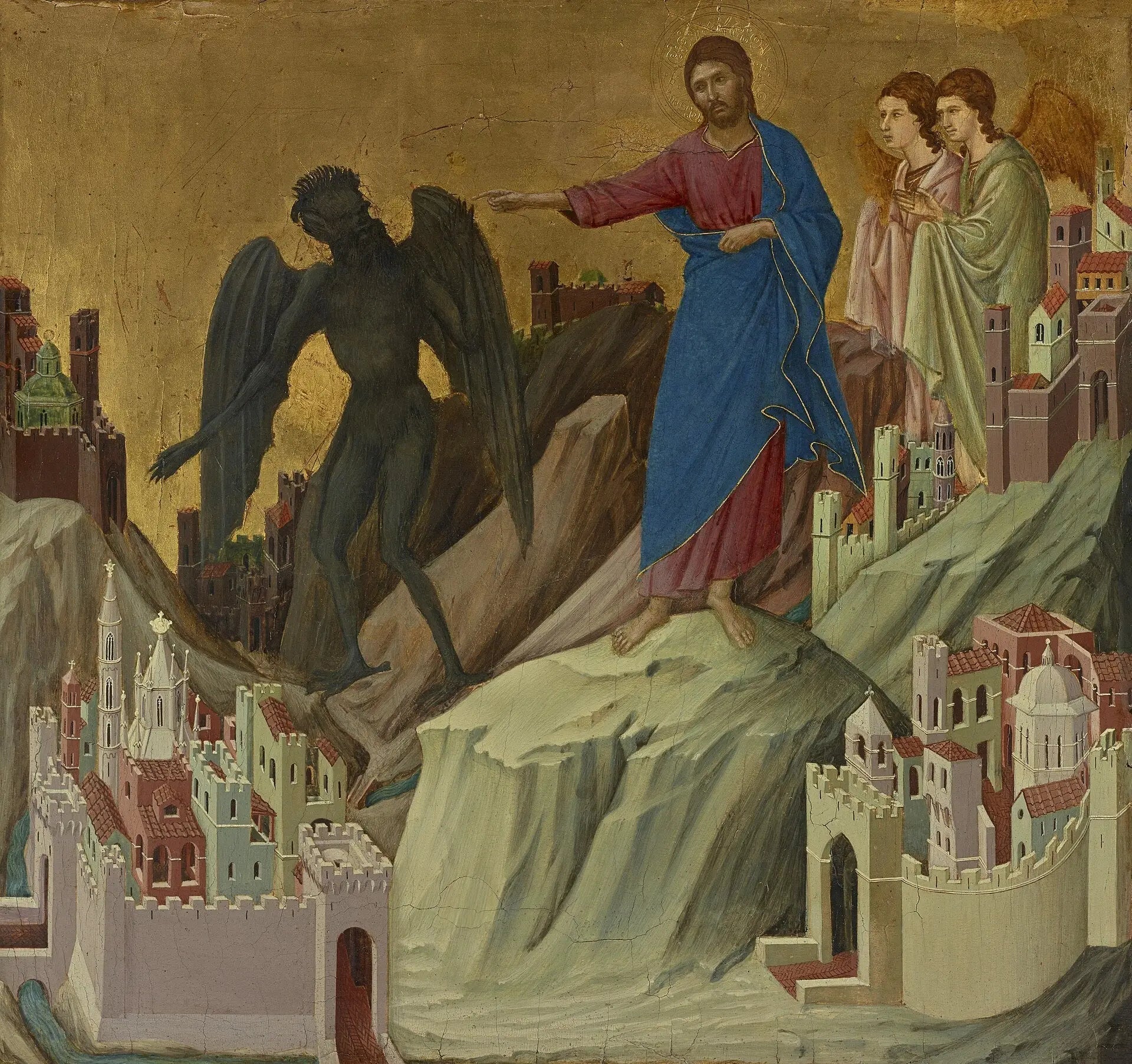 La Tentation du Christ sur la montagne - Duccio di Buoninsegna image 1 reproduction artisanale de tableau