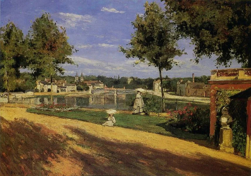 La Terrasse au bord de la Seine à Melun - Henri Rouart image 1 reproduction de peinture à l’huile