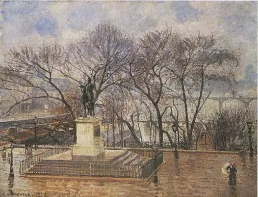 La terrasse surélevée du Pont-Neuf, place Henri IV : sous la pluie matinale - Camille Pissarro