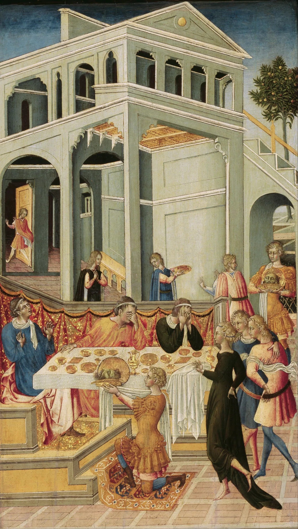 La tête de saint Jean-Baptiste présentée devant Hérode - Giovanni di Paolo image 1 copie de tableau peinte à la main