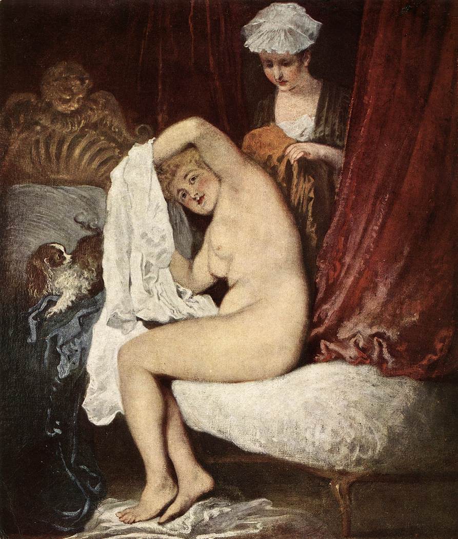 La toilette - Antoine Watteau image 1 copie de tableau peinte à la main