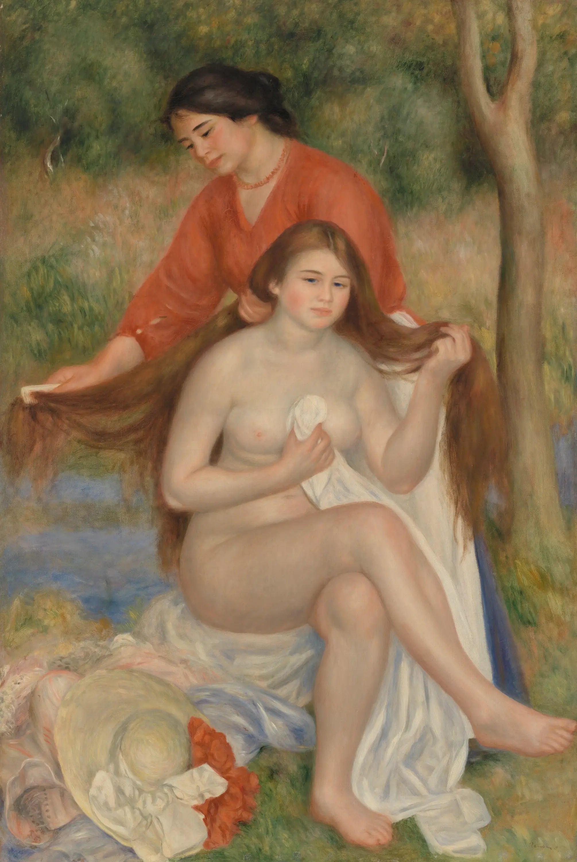 La Toilette de la baigneuse - Pierre-Auguste Renoir image 1 reproduction de peinture à l’huile