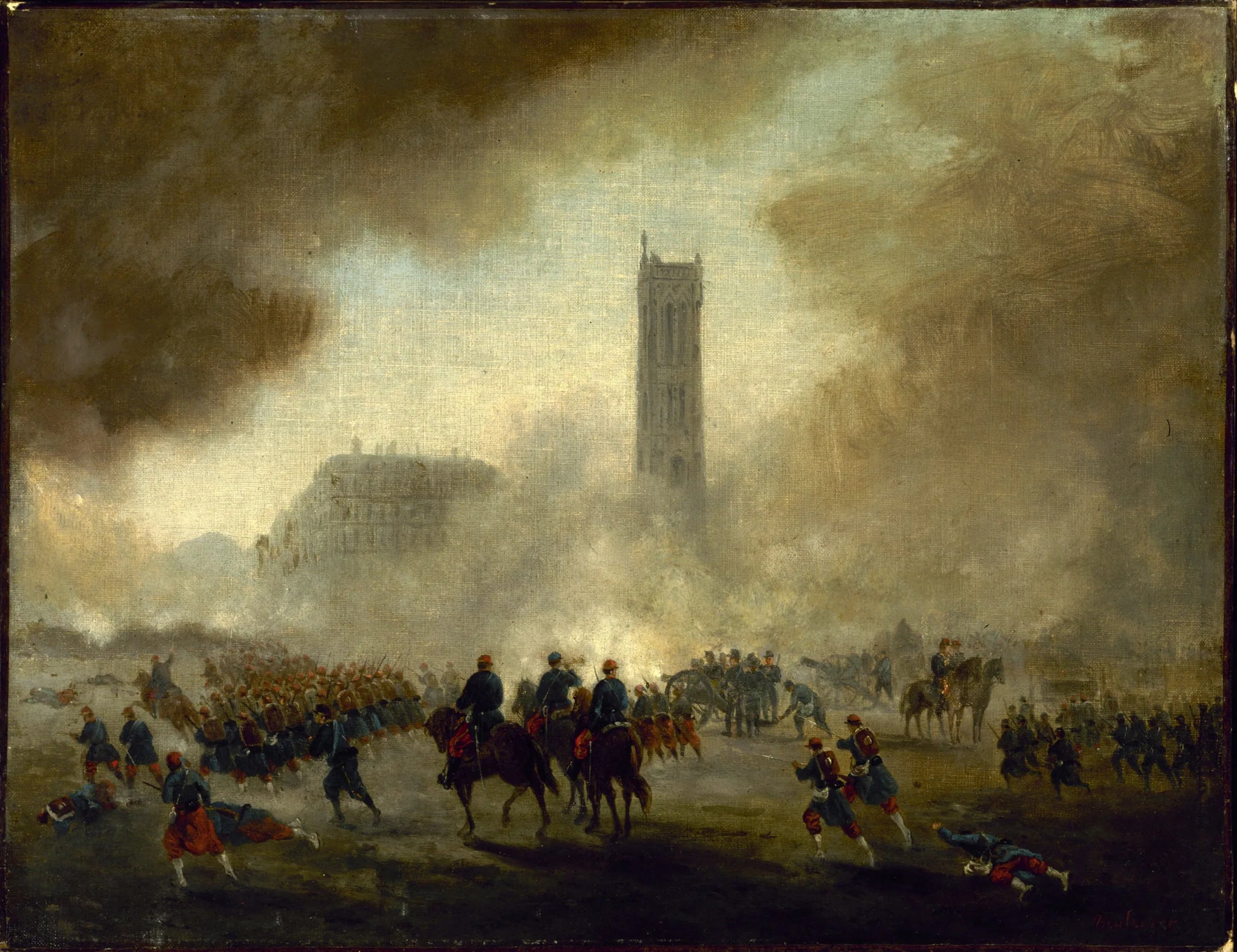 La tour Saint-Jacques, reprise par les troupes versaillaises - Gustave Boulanger image 1 copie peinte à la main à l’huile