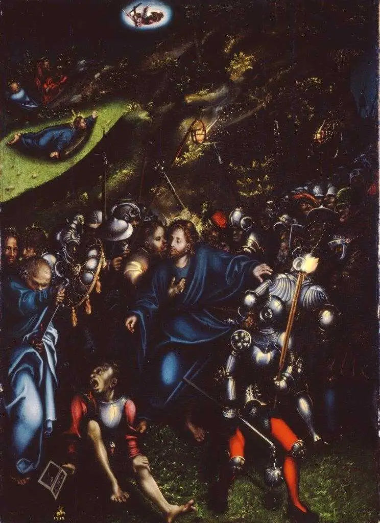 La trahison et la capture du Christ - Lucas Cranach the Elder image 1 copie peinte à la main à l’huile
