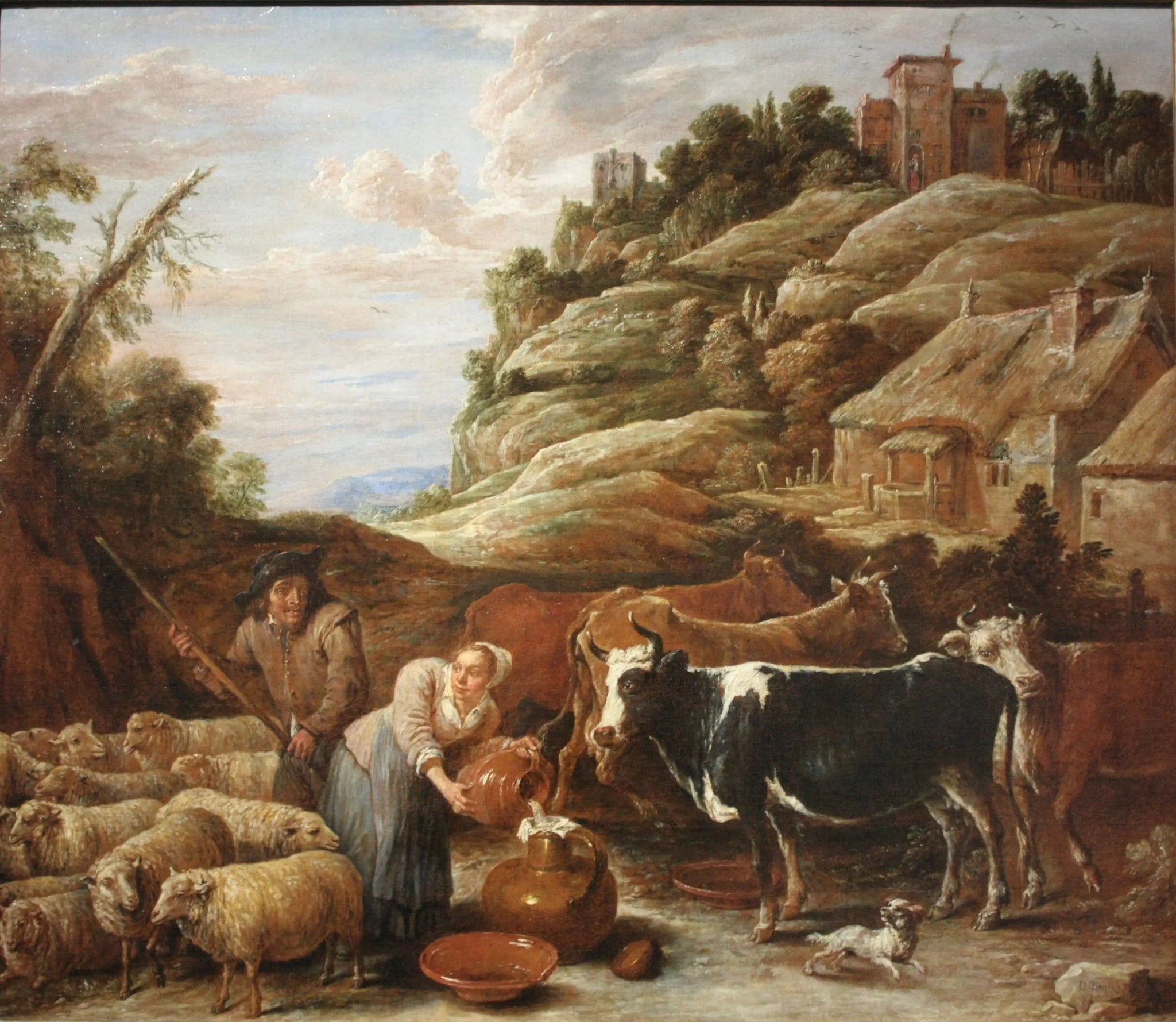 La Traite du troupeau - David Teniers le Jeune image 1 reproduction de peinture à l’huile